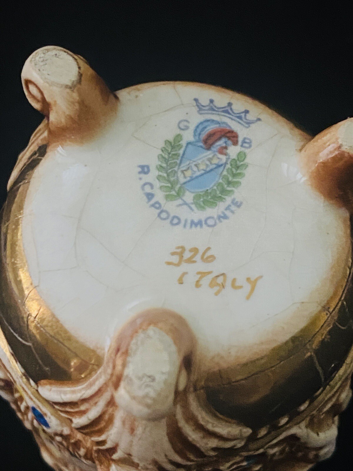 Rare Vintage CAPODIMONTE Hand-Painted DEMITASSE CUP & SAUCER ITALY #326