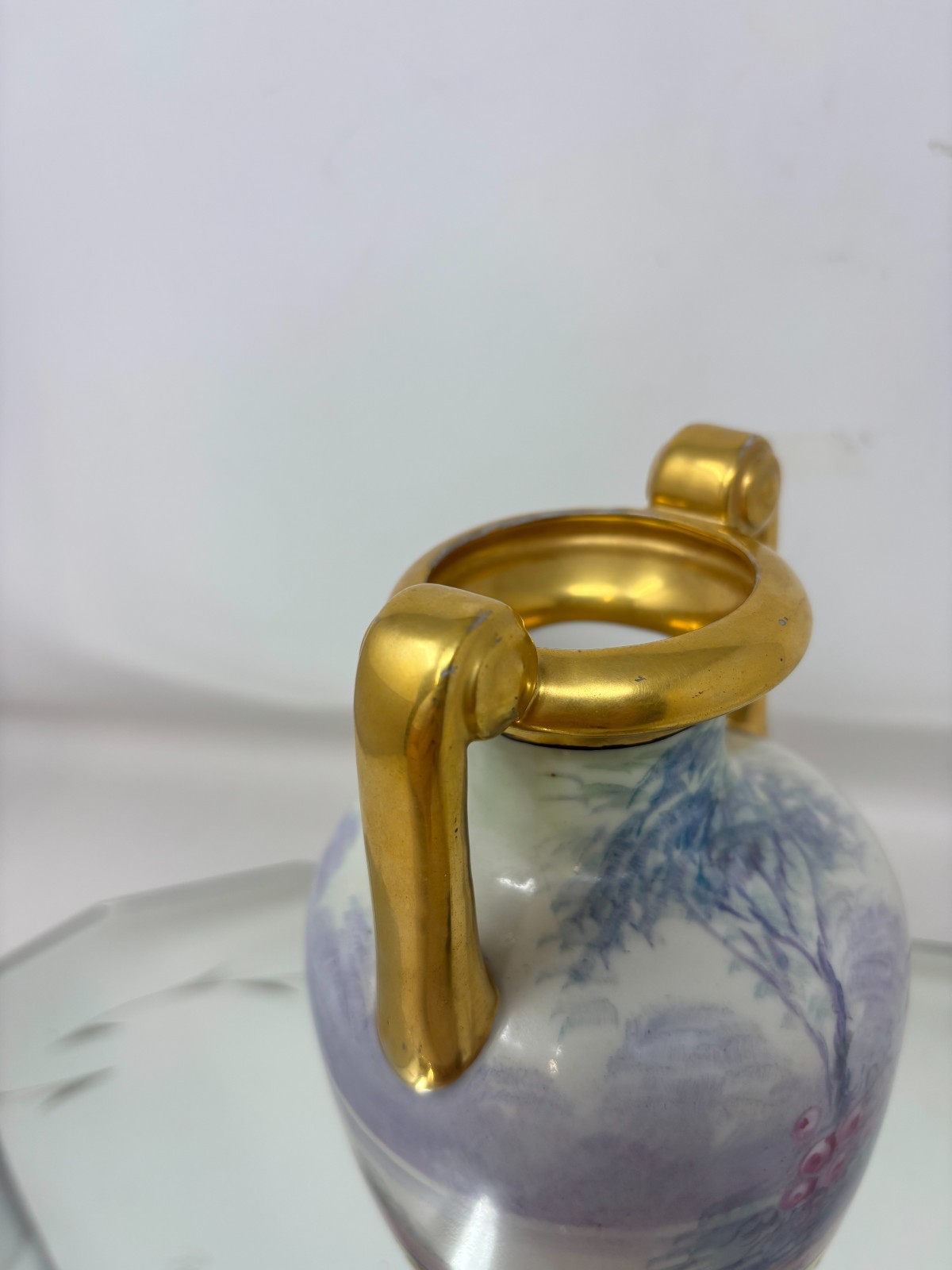 Antique Golden Accent Hand Painted Pheasant Pickard Vase E. Challinor Signed
