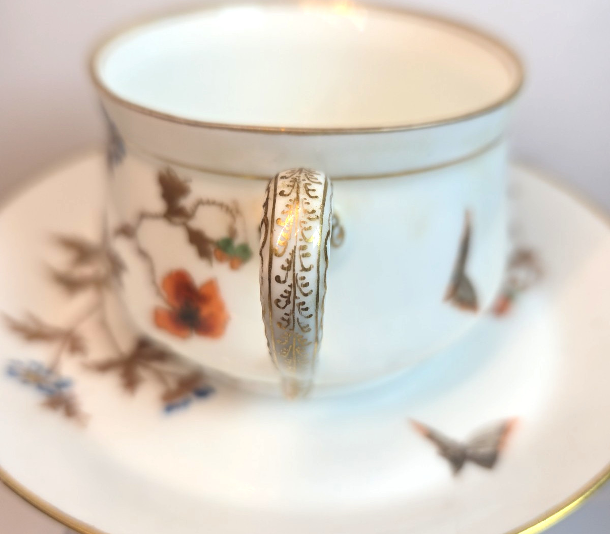 Antique Havilland Porcelain Teacup Saucer Set CFH GDM Limoges France 1890s
