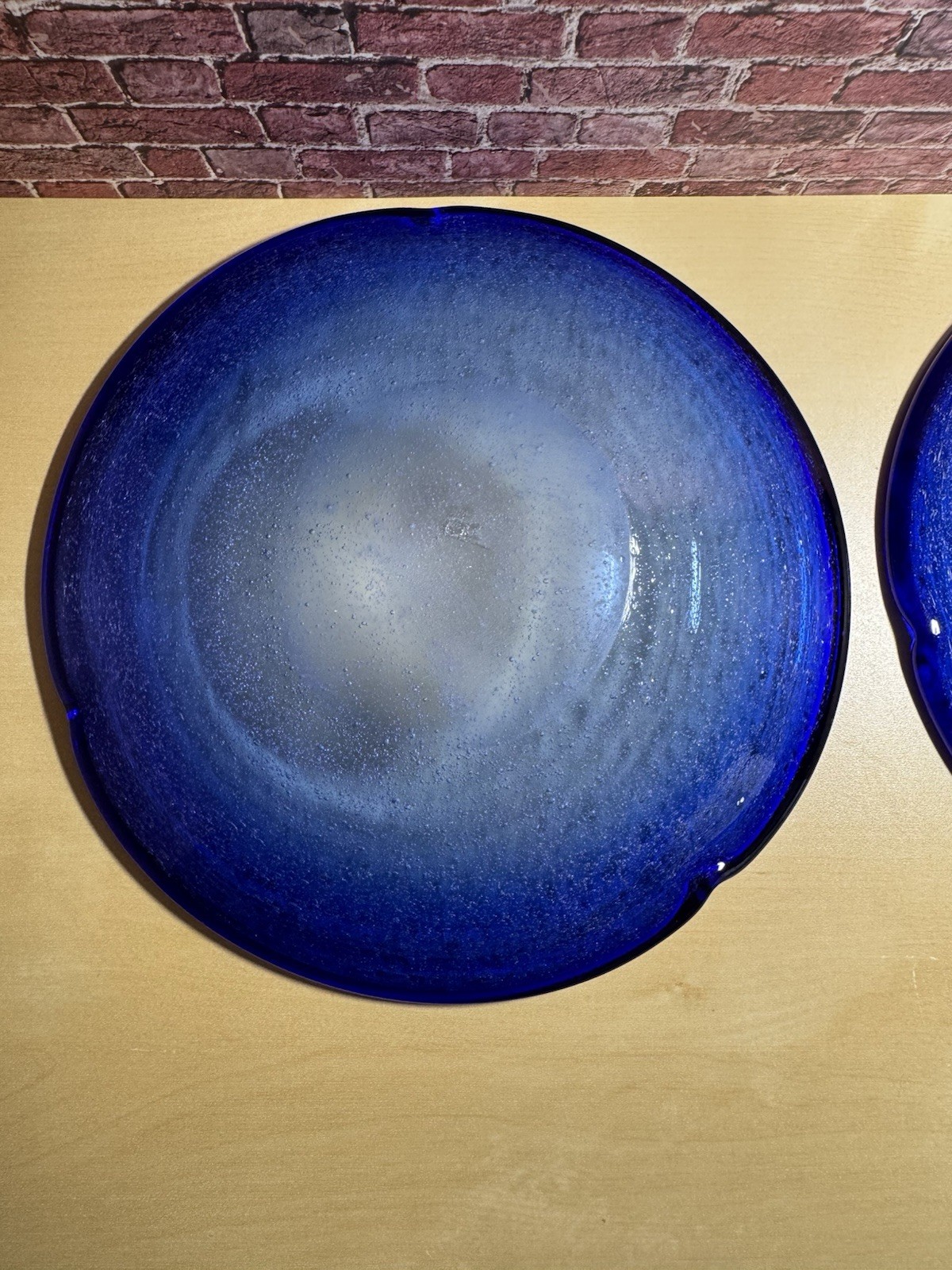 2 Piece Cobalt Blue 7” Dessert / Salad / Bread Plates Hand Blown Art Glass SALE