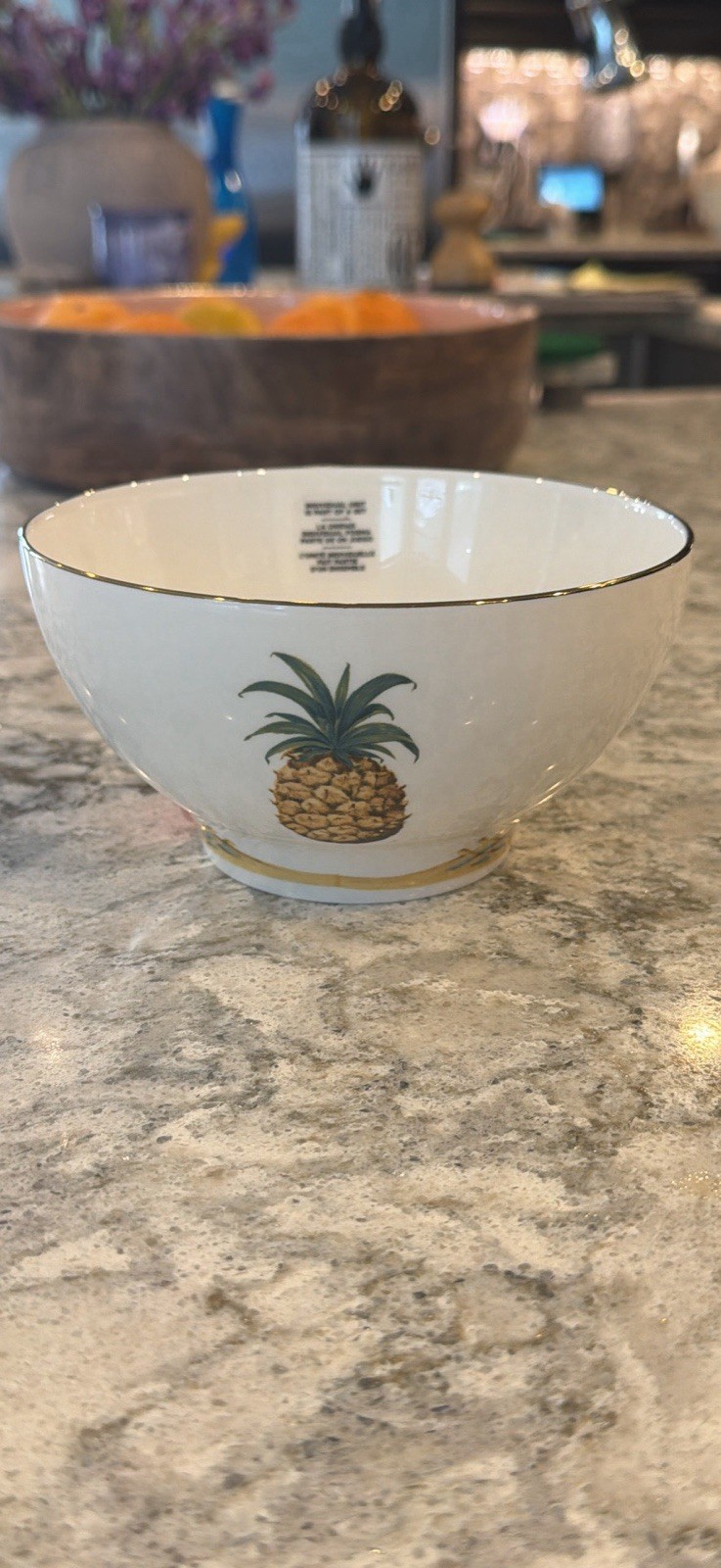 Lenox British Colonial Bamboo Pineapple Rice Bowls Set of 4 | 5.5” Porcelain