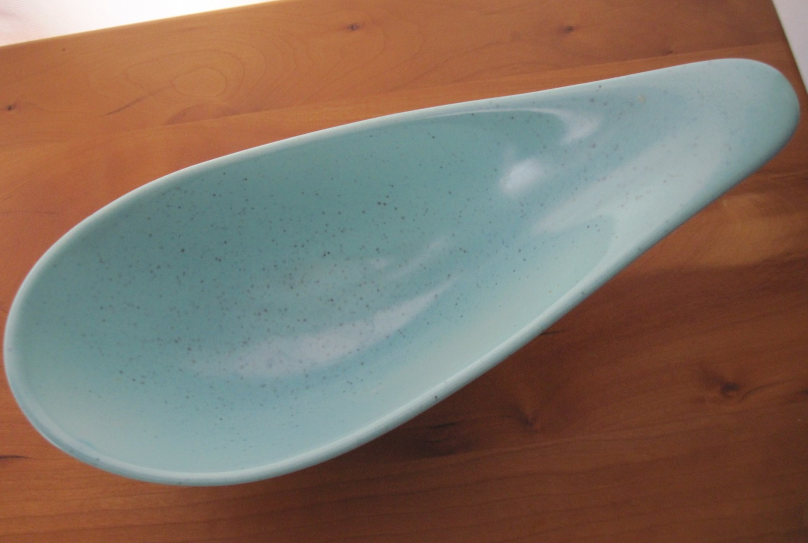 Vintage MCM Turquoise Asymmetrical Bowl Ceramic 9.5″