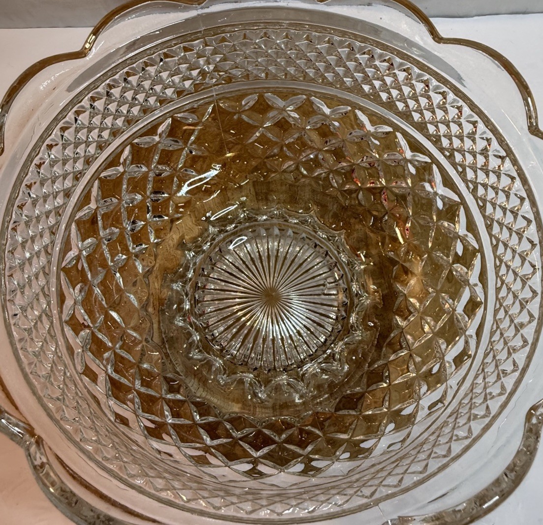 Anchor Hocking Wexford Clear Pressed Glass Pedestal Fruit Serving Bowl 10”