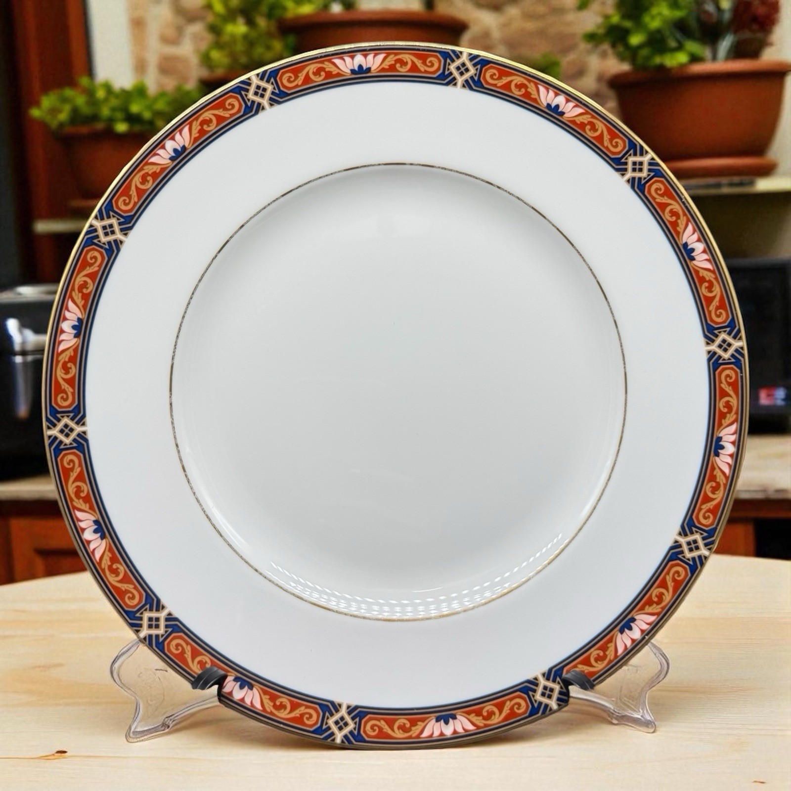 Wedgwood Chippendale Blue And Rust Dinner Plate Discontinued England
