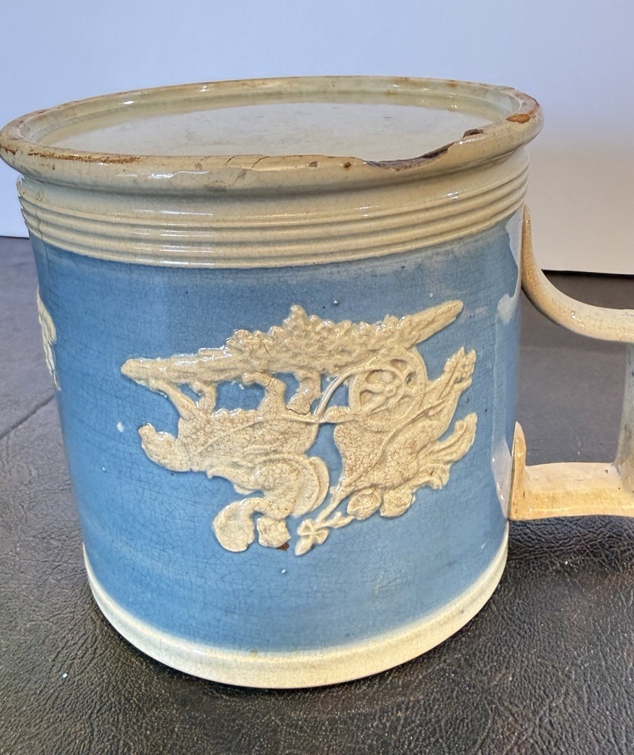 Antique English Staffordshire sprigged mug/stein Early 1800s