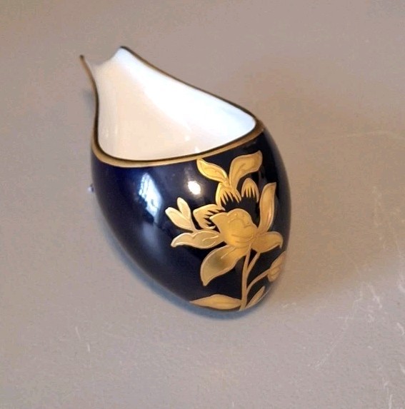 ECHT KOBALT JLMENAU COBALT BLUE GOLD FLORAL DESIGN GERMANY SPOONREST DECOR