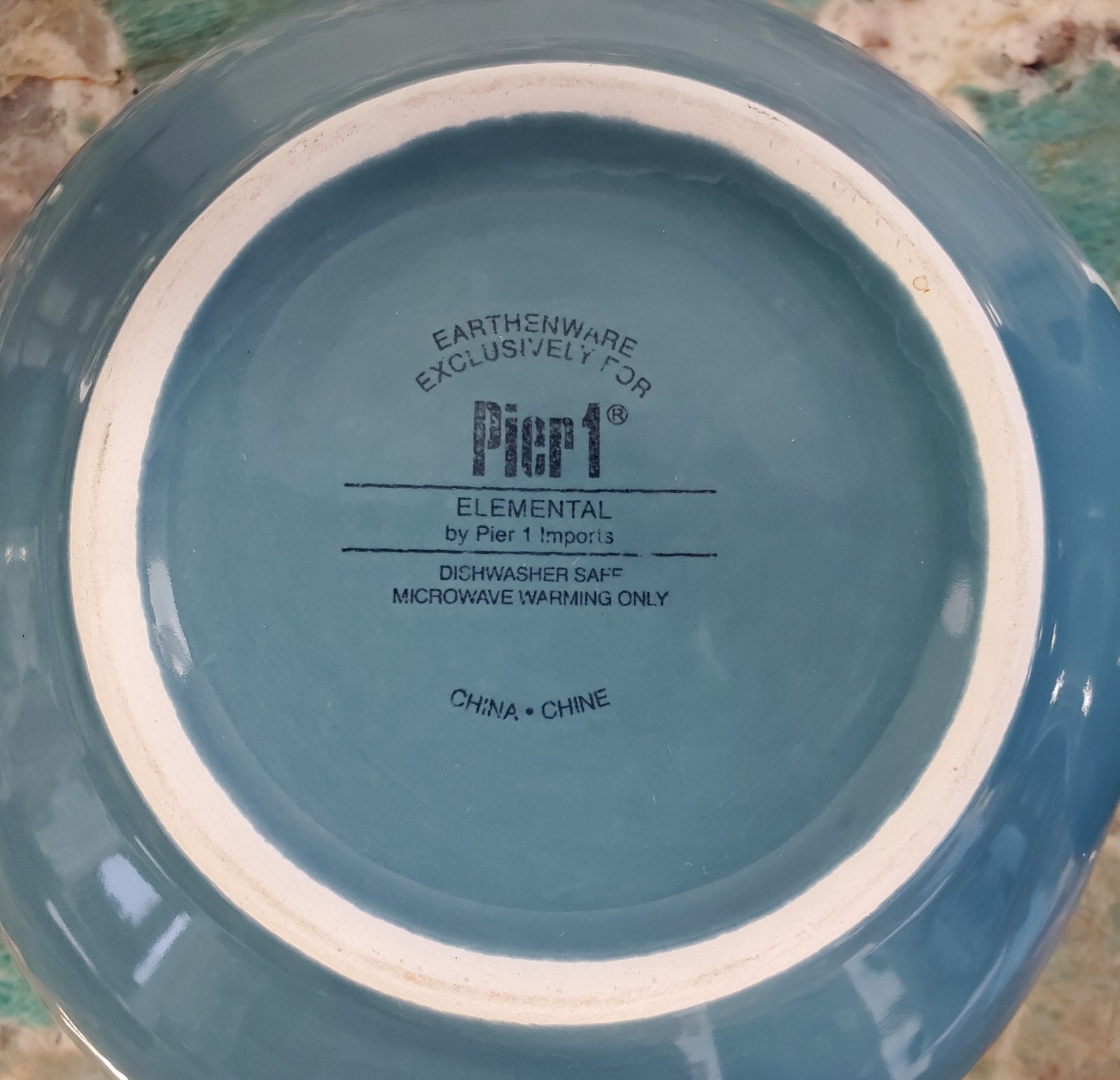2 Pier 1 Earthenware Elemental Smoke Blue Cereal Soup Bowls Bowl Free-Form Shape