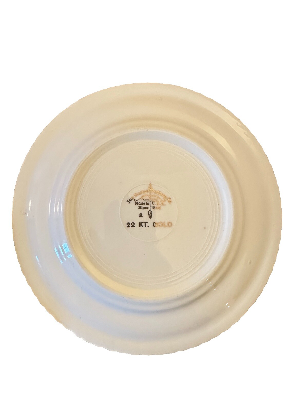 Harker Pottery Company “Courting Couple” 22k gold trim, Set Of 4 Dessert Plates