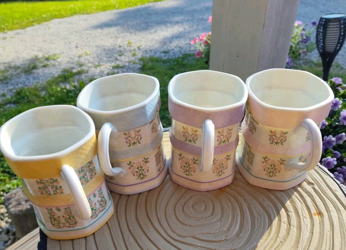 Set of 4 Lenox Village Coffee Mugs 1992
