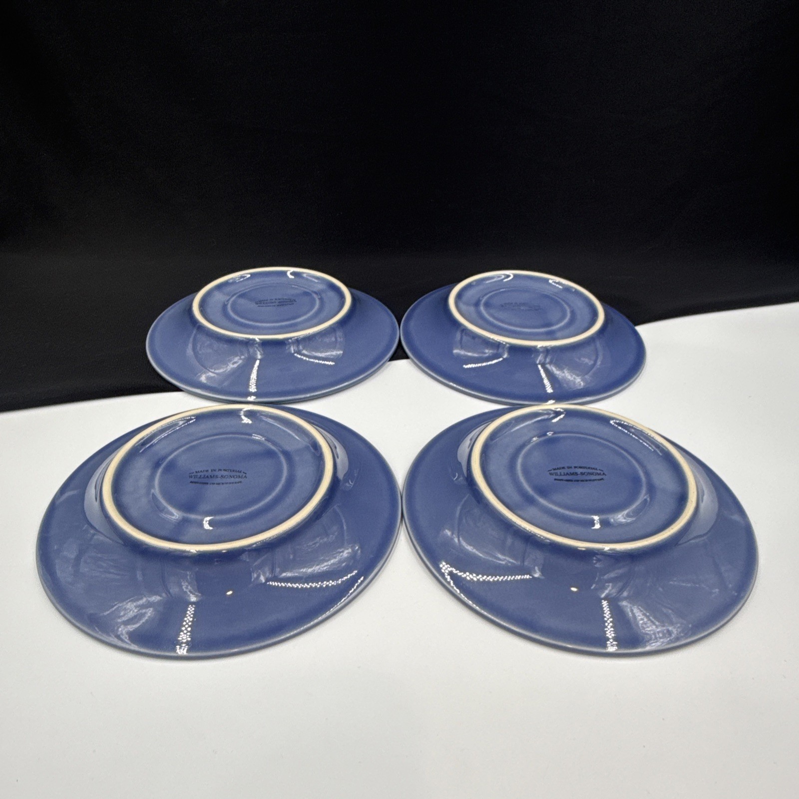 Williams Sonoma BELVEDERE CORNFLOWER BLUE Set Of (4) 6 3/4″ Saucers Portugal
