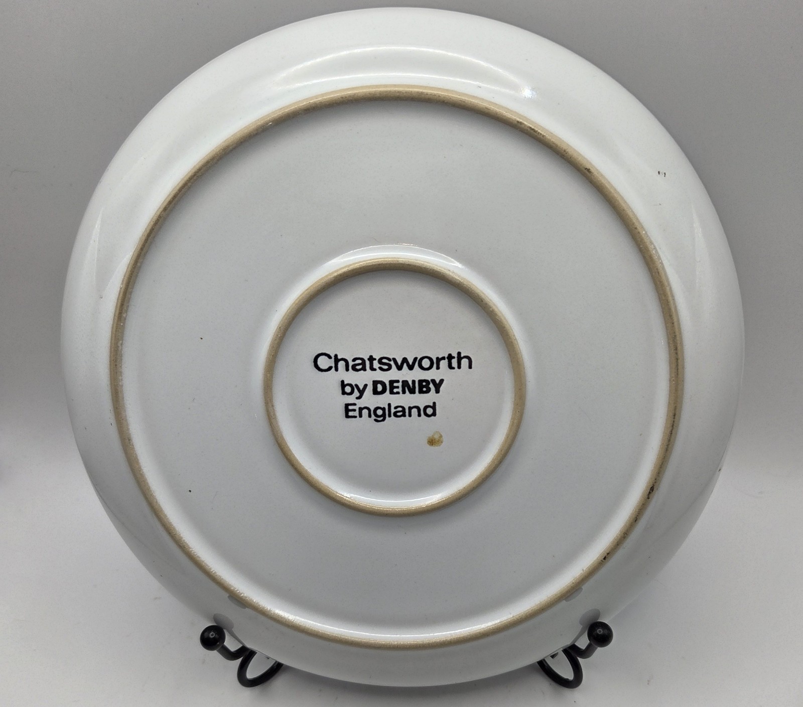 Denby Chatsworth Blue Rim Tan Rust Flower Blue/Gray Leaves Off White Salad Plate