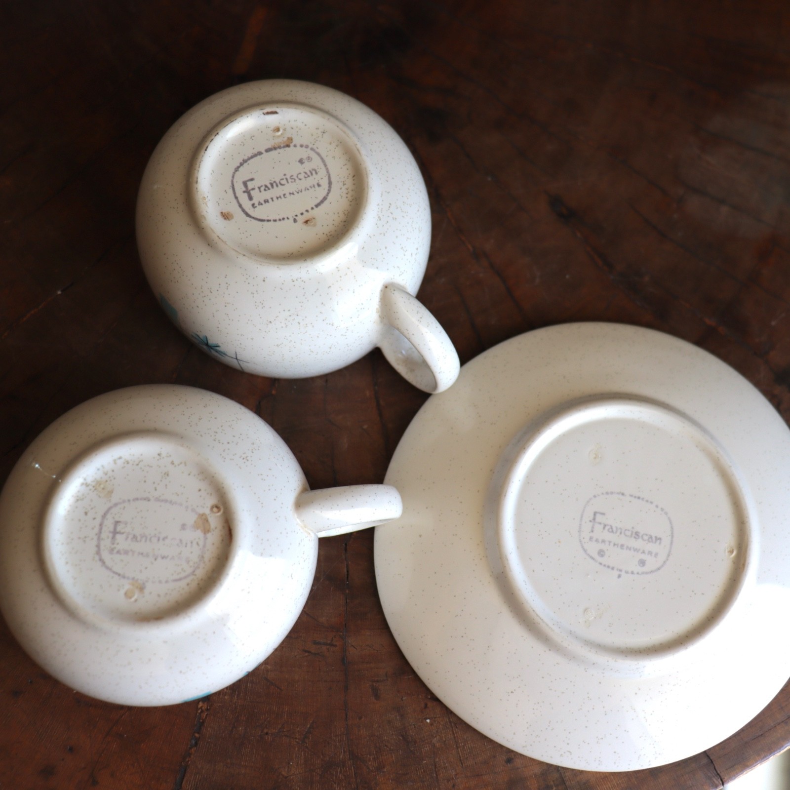 Franciscan Oasis Cup & Saucer 11 Sets Mid-Century Atomic 1950s Coffee Teacup Vtg