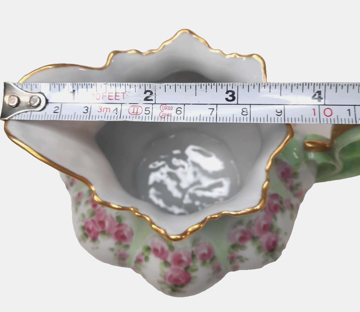 Antique-MZ Austria-Porcelain Creamer Pitcher-933-Pink Rose Garland-Art Nouveau