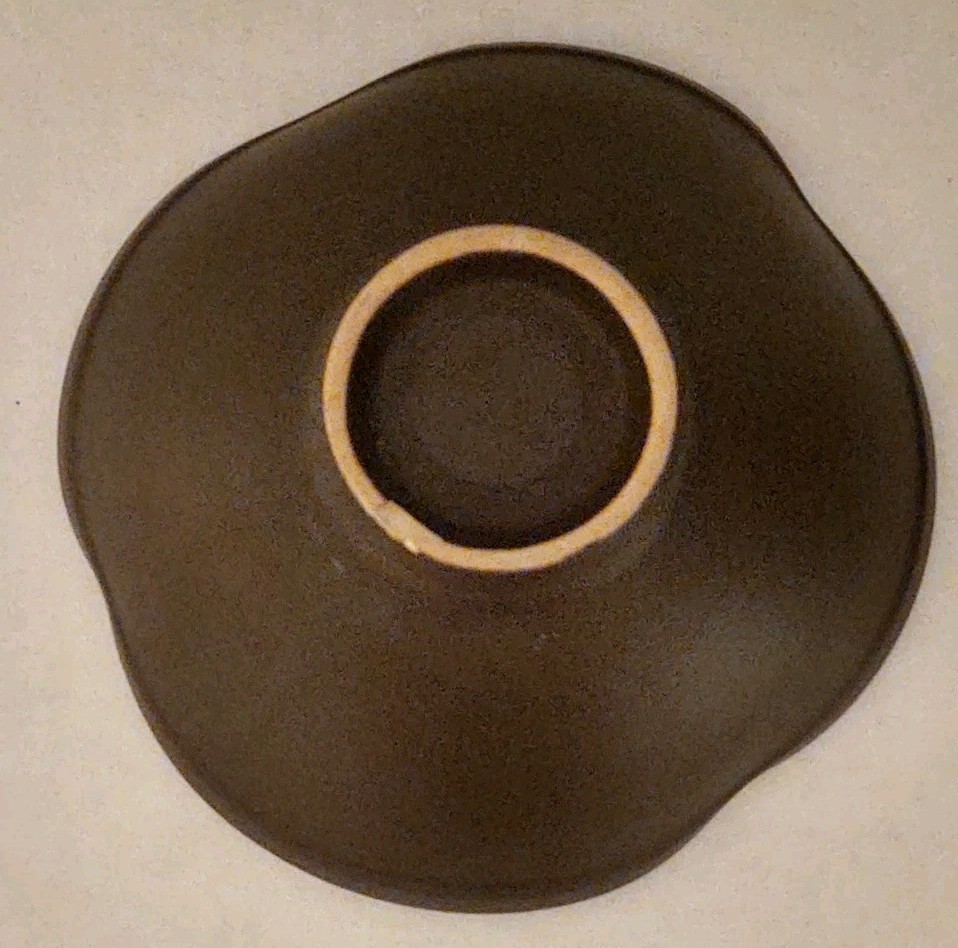 Vtg.MCM Freeform Chocolate & Butterscotch Brown Two Tone Pedestal Bowl-Read Des.