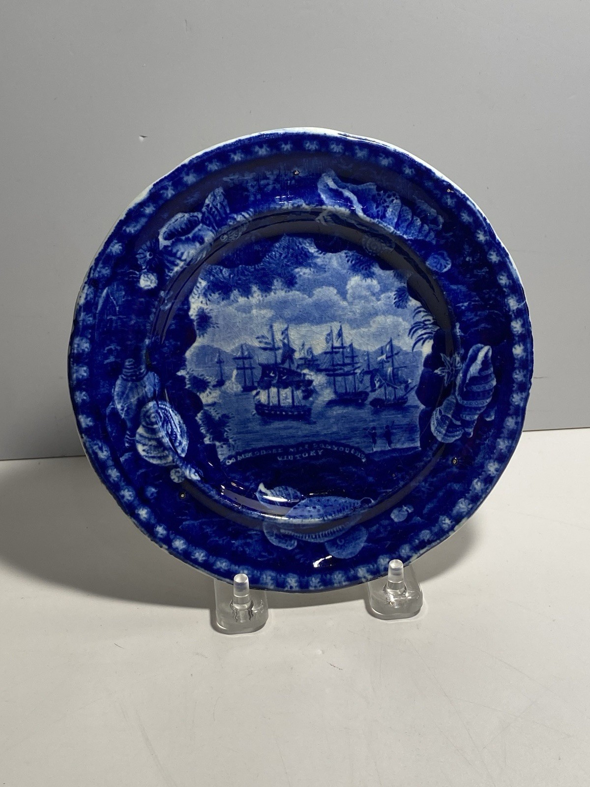 Historical Staffordshire Blue Plate Macdonough’s Victory By Wood 1812