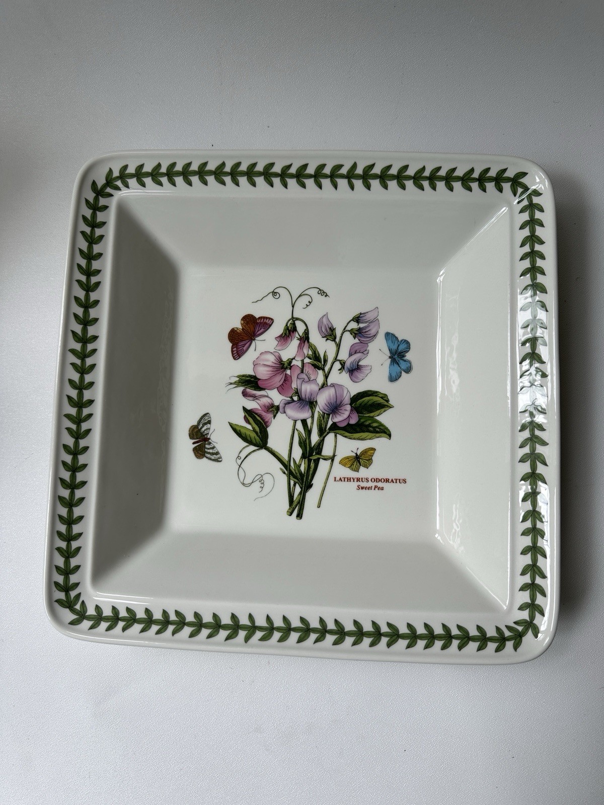 Portmeirion BOTANIC GARDEN 12″ Square Low Bowl SWEET PEA