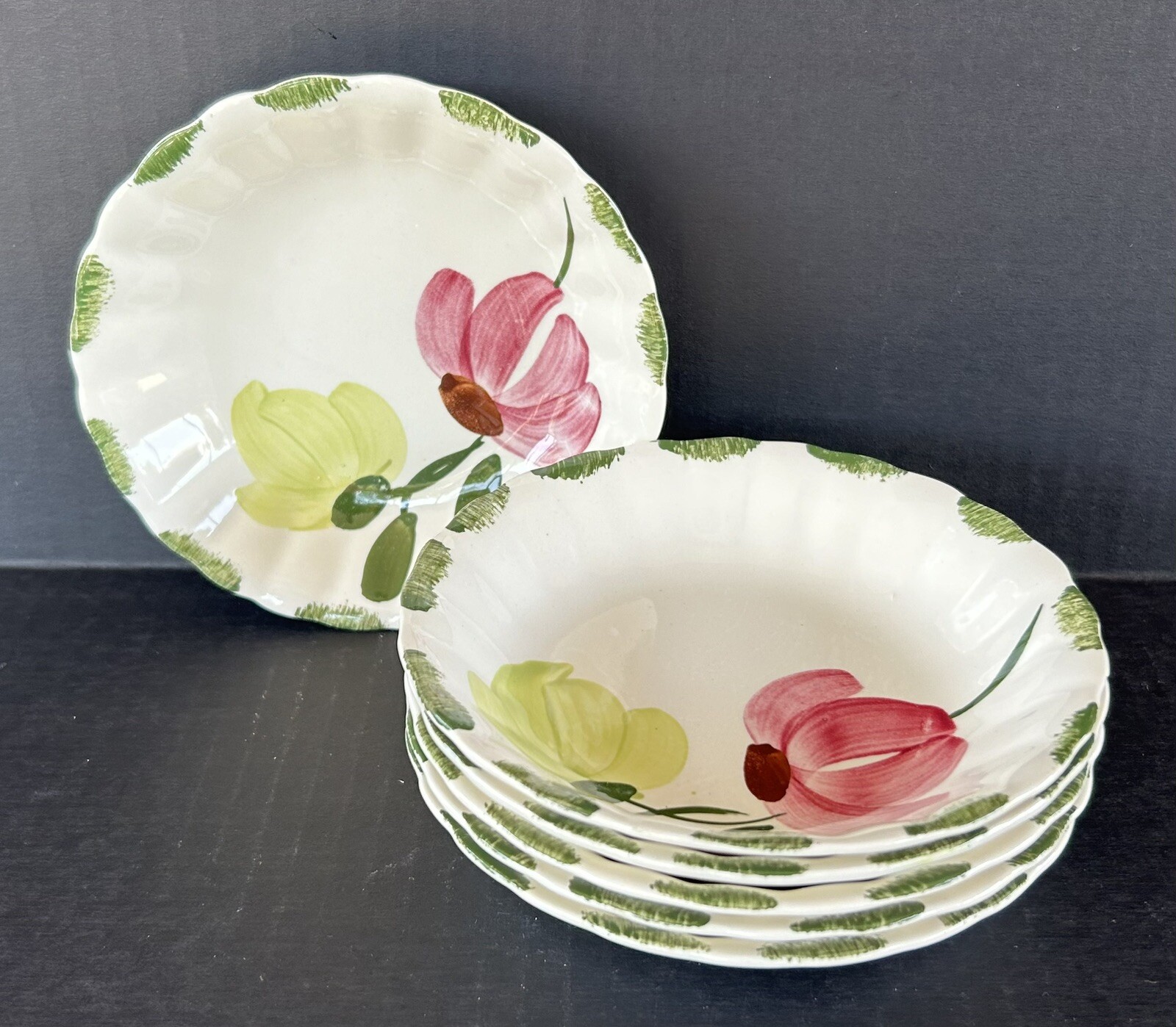 Blue Ridge Southern Pottery Lovely Linda Dessert Sauce Bowls 5 1/4″ Set of 6