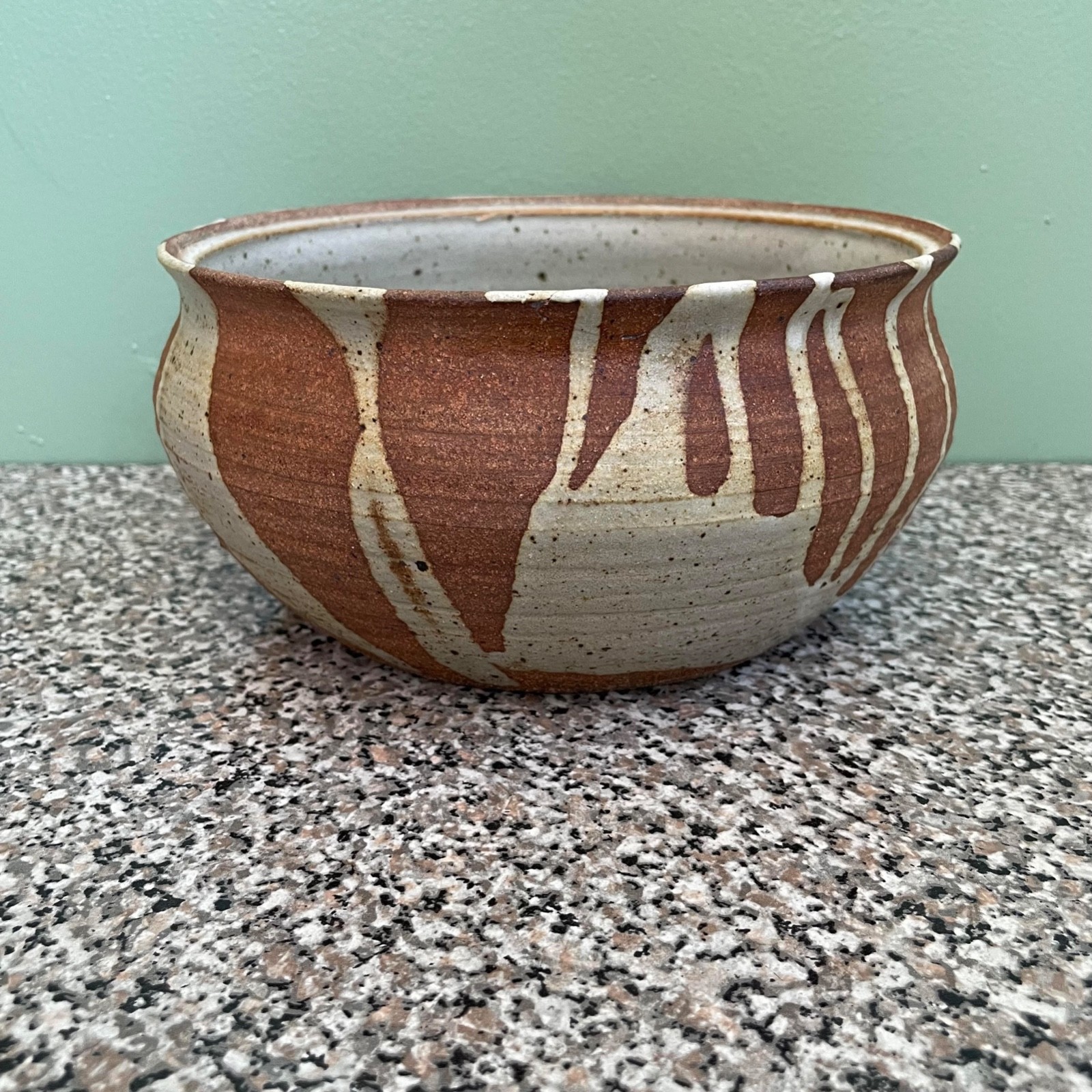 Studio Art Pottery Bowl Glazed Pottery Earth Colors Signed Artist Hand Made
