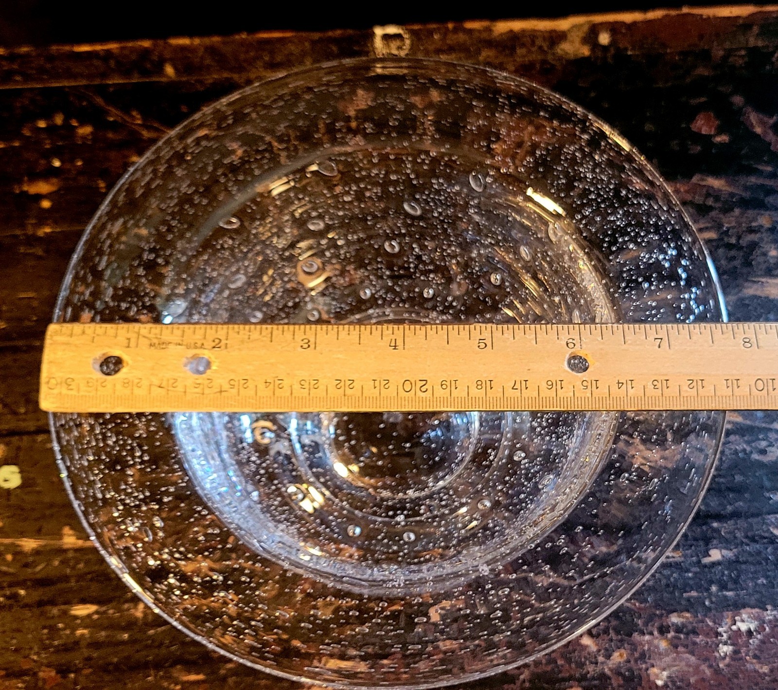Clear Glass Pedestal Bowl With Controlled Bubble Pattern (Bullicante Pattern)