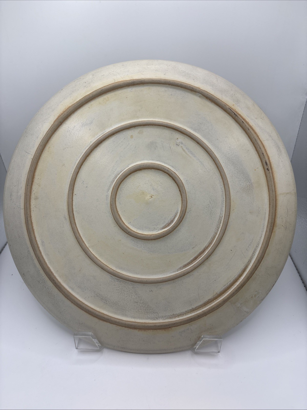 Vintage Handmade 11.75” Studio Art Stoneware Wall Plate Rustic Earth Tone Glaze