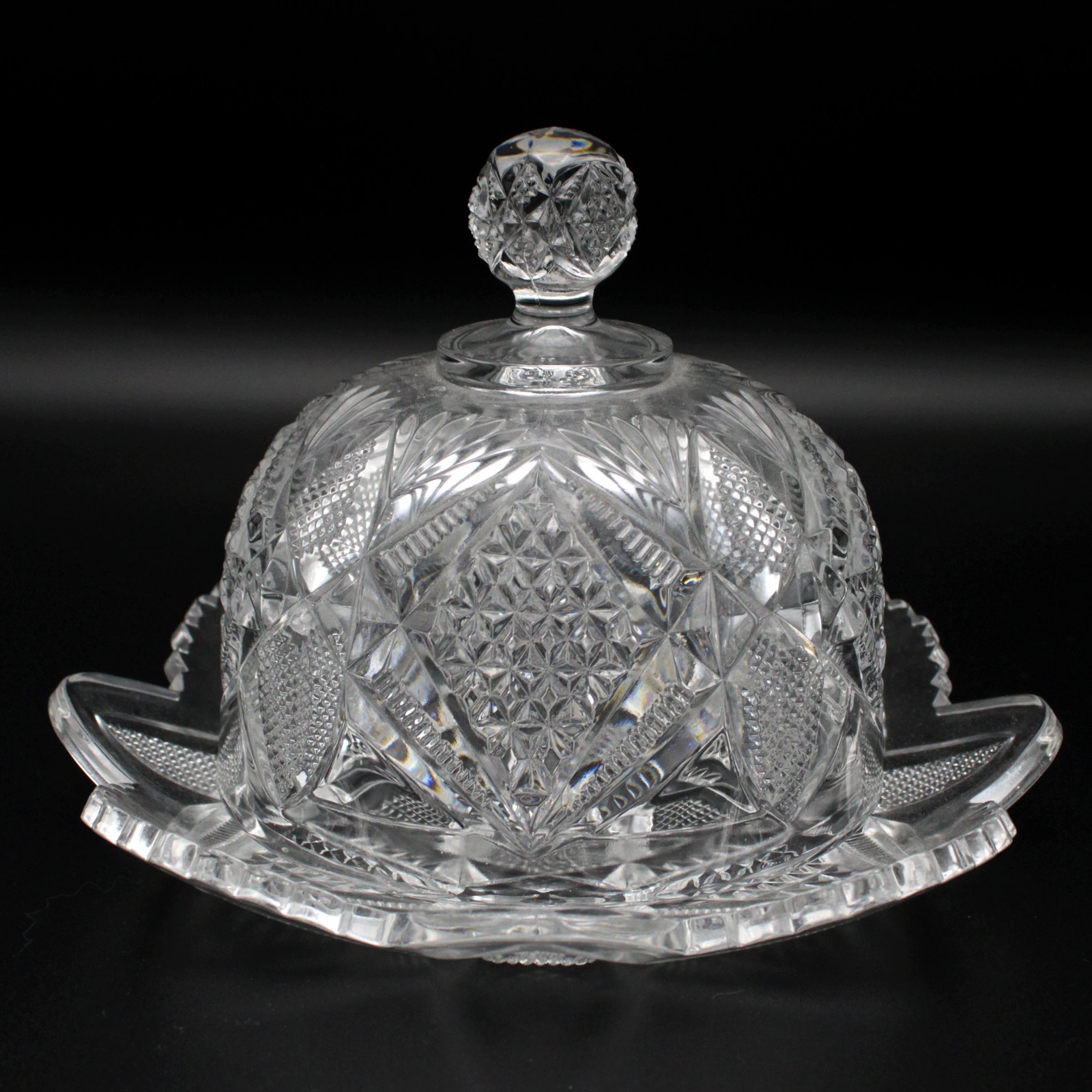 US Glass Pennsylvania Covered Butter Dish, Antique Glass, EAPG 15048, 8 1/2″