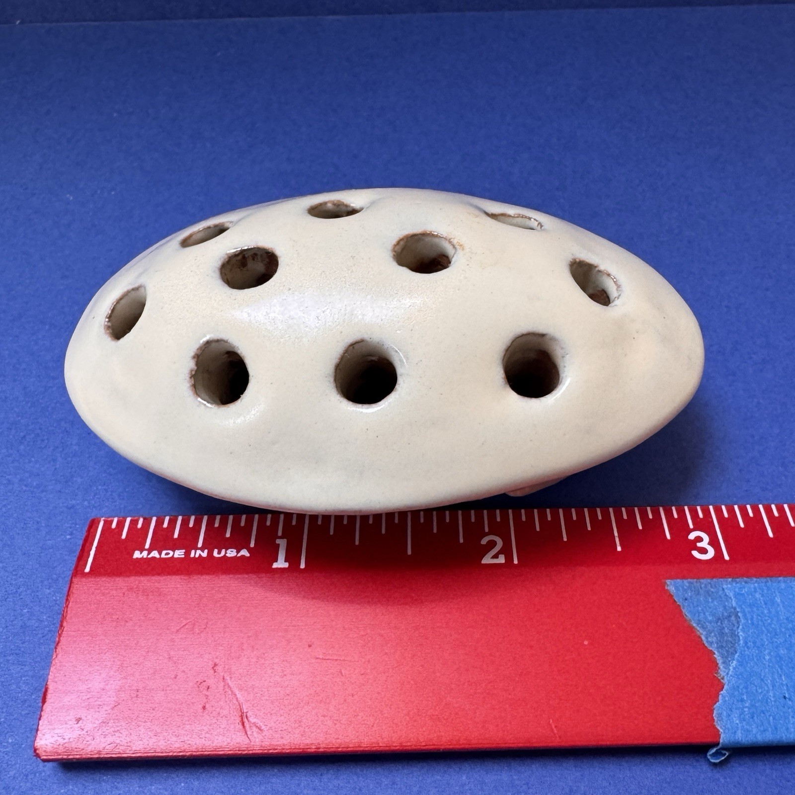 Rare Early Catalina Pottery #201 Pearly White Ivory Flower Frog Replacement 3”