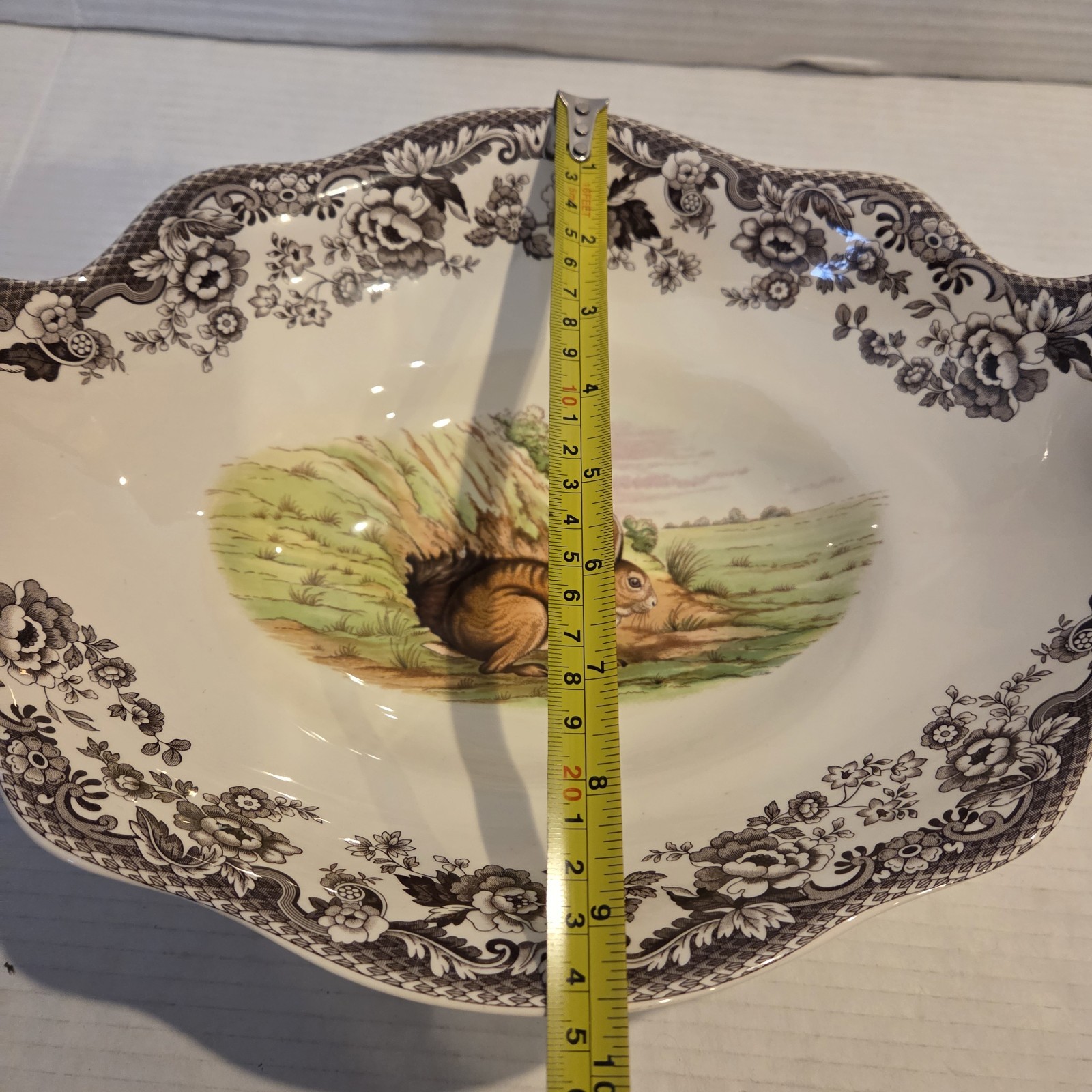 Spode Woodland Bunny Rabbit Footed Centerpiece Oval Dish Serving Easter EASTER