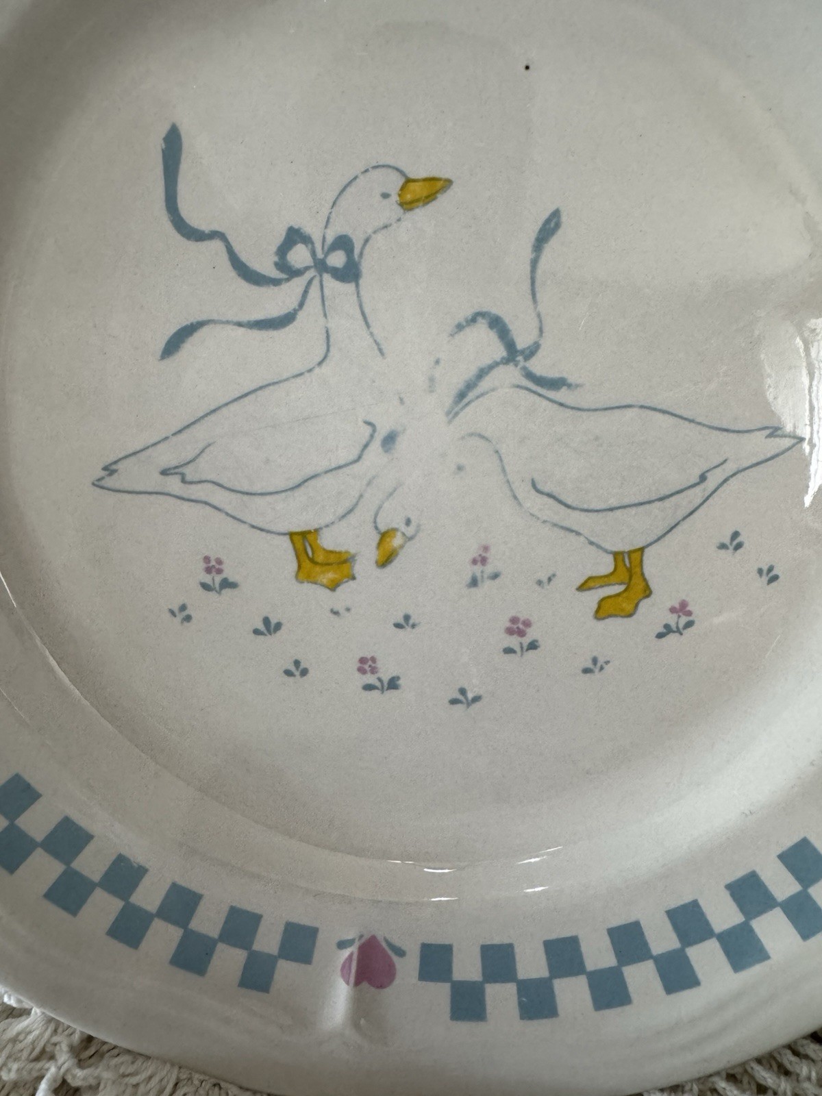 vintage Newcore 1988 stoneware dinner plates Goose Pattern Decoration Set Of 3