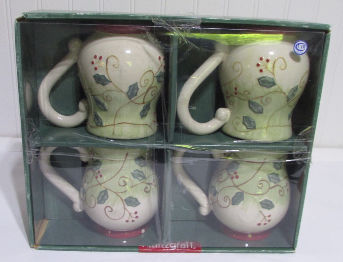 Pfaltzgraff Pepperberry Sculpted Mugs Set of 4 NIB