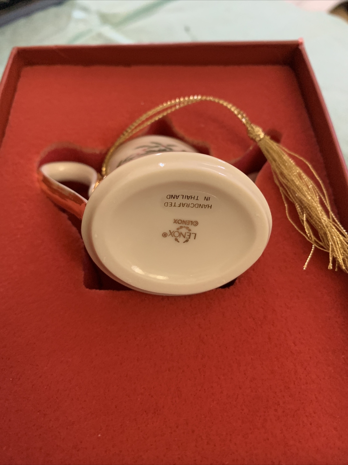 Lenox Holiday Teapot Tea Pot Ornament Holly Berry New box Damaged Read