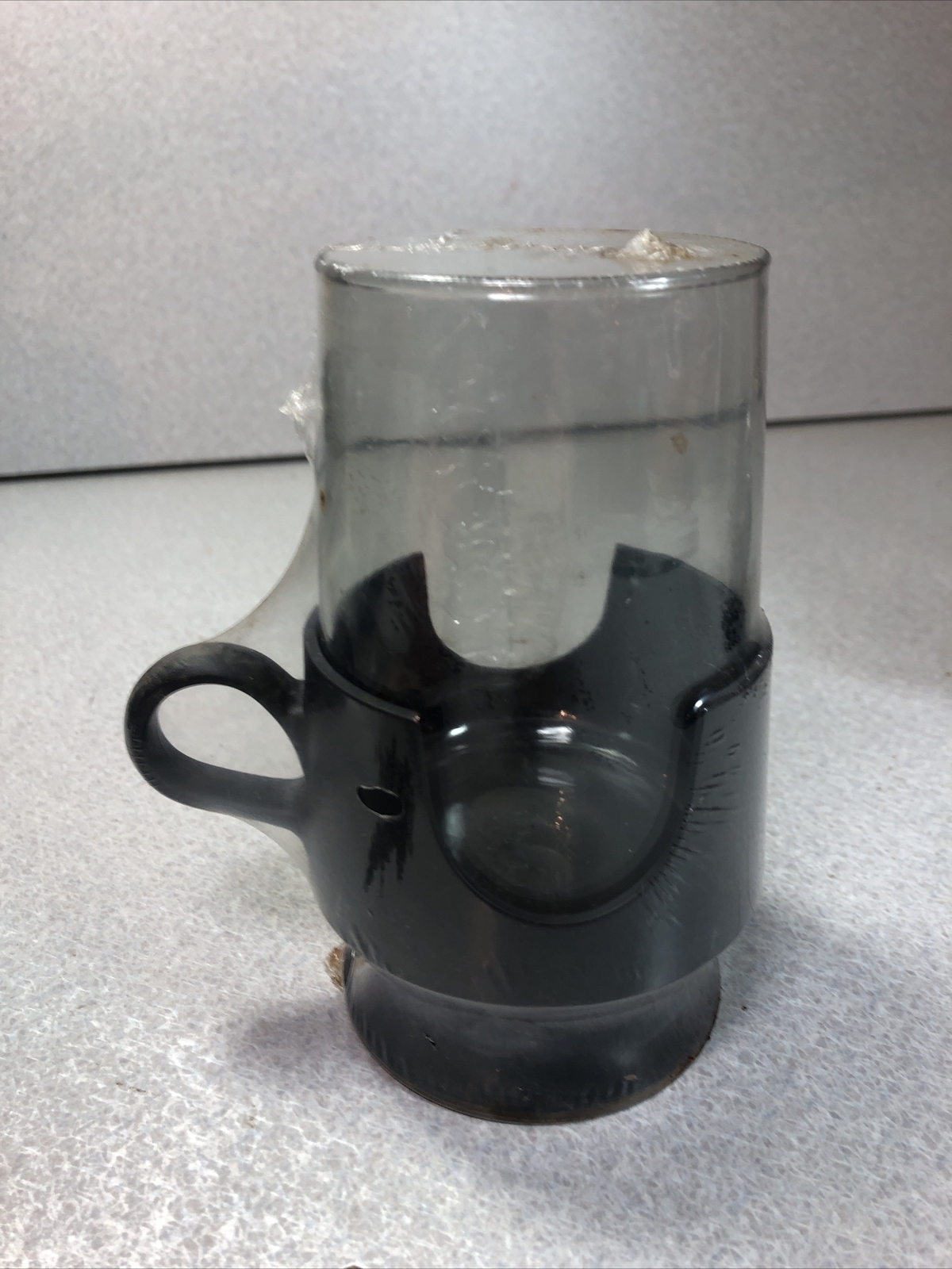NEW Set of 7 Vintage Corning Glas-Snap Mugs Black Base Glassware 8oz Hot Cold