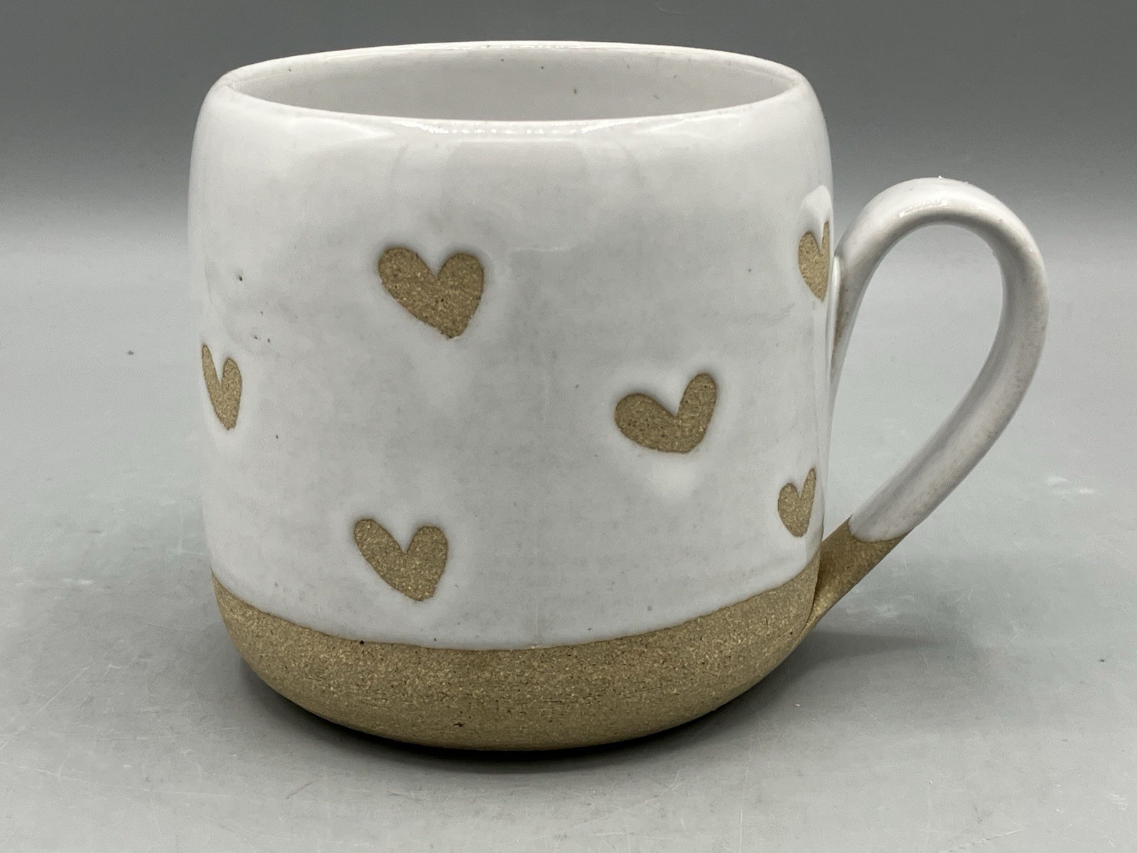 Farmhouse Pottery Confetti Heart Mug Cup American Stoneware White 12 oz EUC