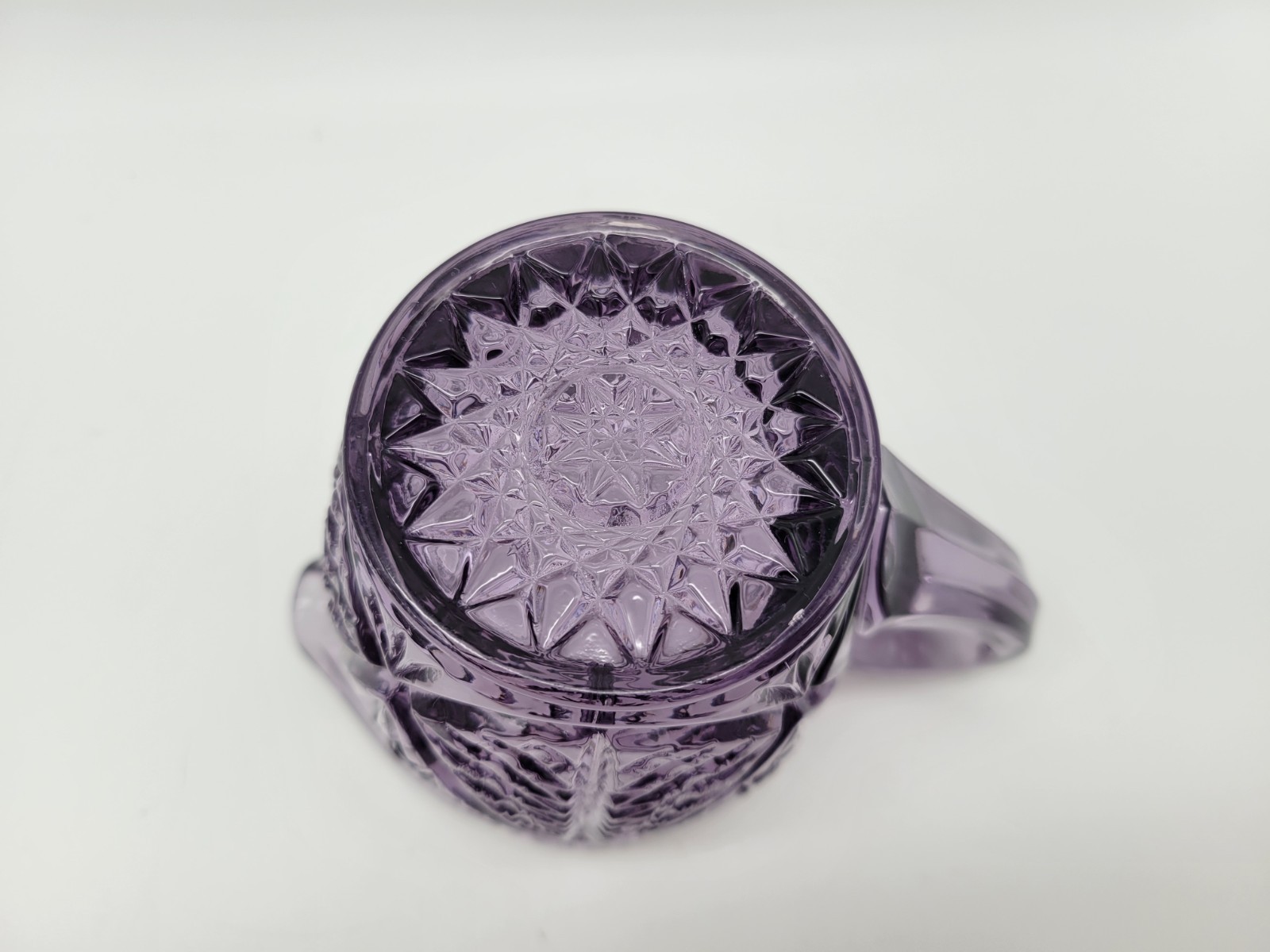 LE Smith Valtec Tree Star Purple Amethyst Glass Sugar Creamer Set MCM Indiana