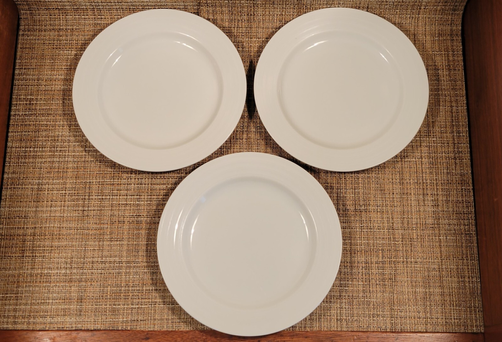 Crate & Barrel Set of Three Salad Plates White Spal Porcelain Portugal