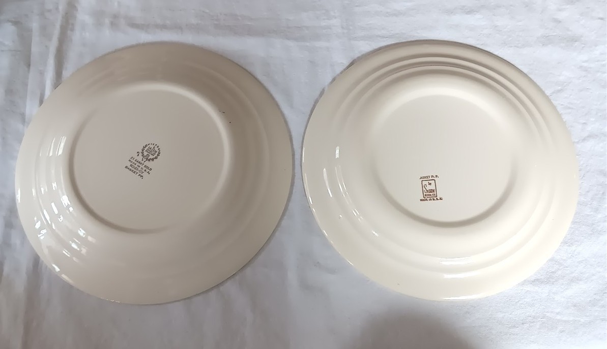 6 Salem Basket Petit Point Plates Dinner & Bread & Butter Victory Cross Stitch