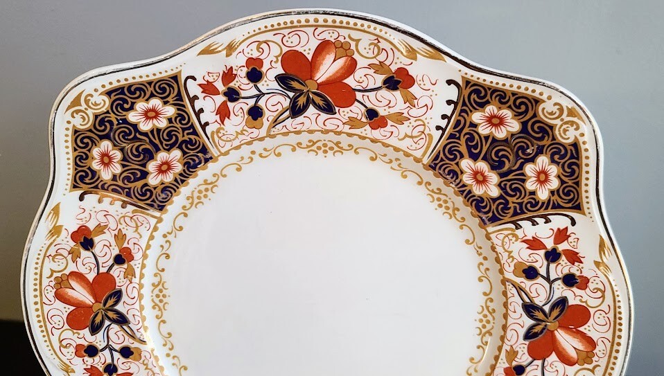 8 Dinner Plates Rutland Johnson Bros. Cobalt Blue Rust / Gold Floral 9 3/4″ wide