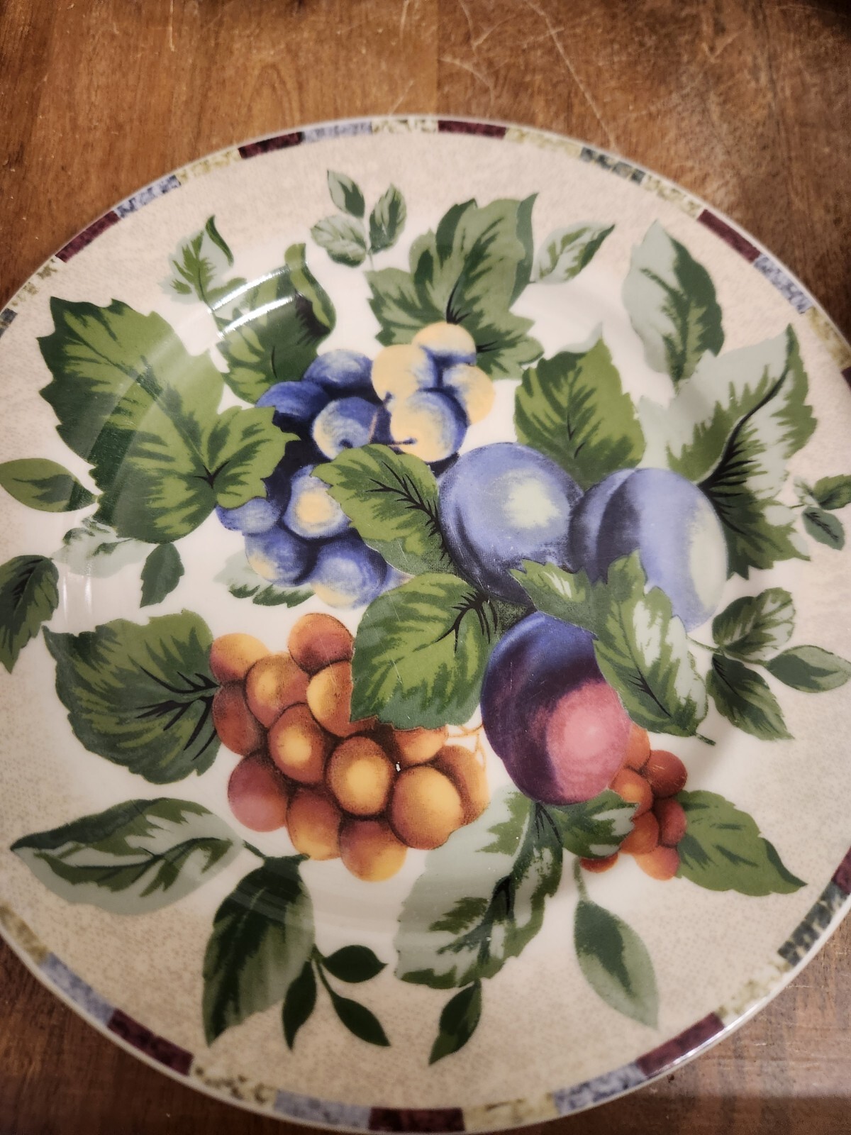 Sakura Sonoma Oneida Excell Stoneware Fruit Pattern 8⅛” Salad Plate Fruit Set/6