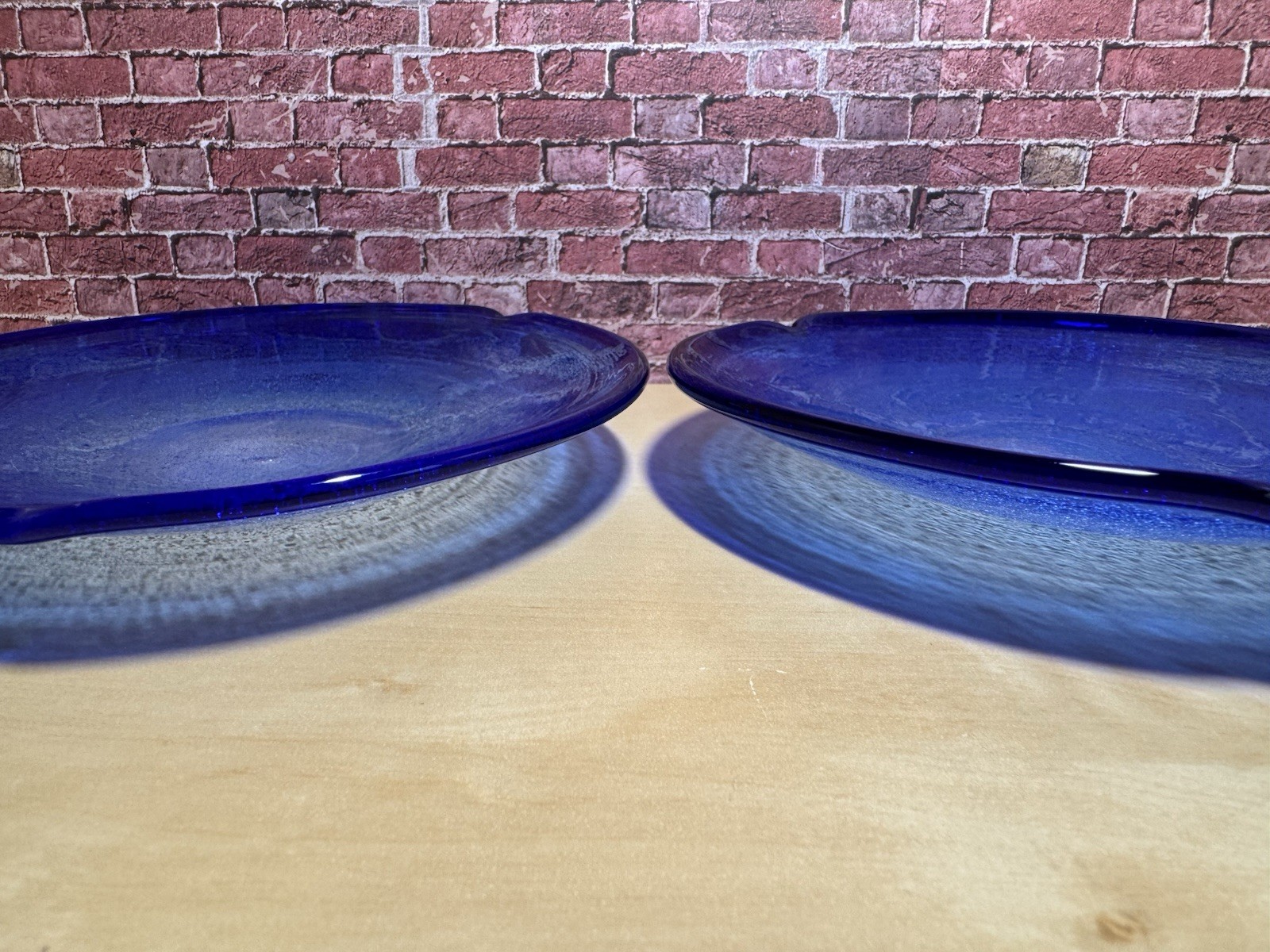 2 Piece Cobalt Blue 7” Dessert / Salad / Bread Plates Hand Blown Art Glass SALE