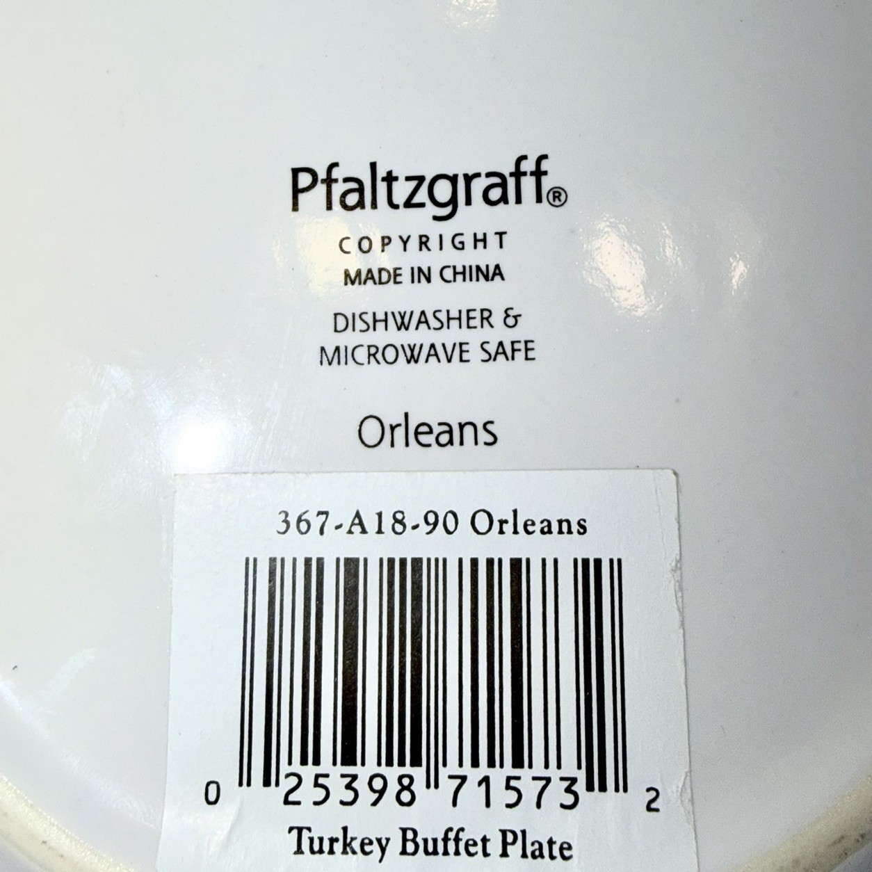 Pfaltzgraff Orleans Turkey Buffet Plate Embossed Thanksgiving 8”