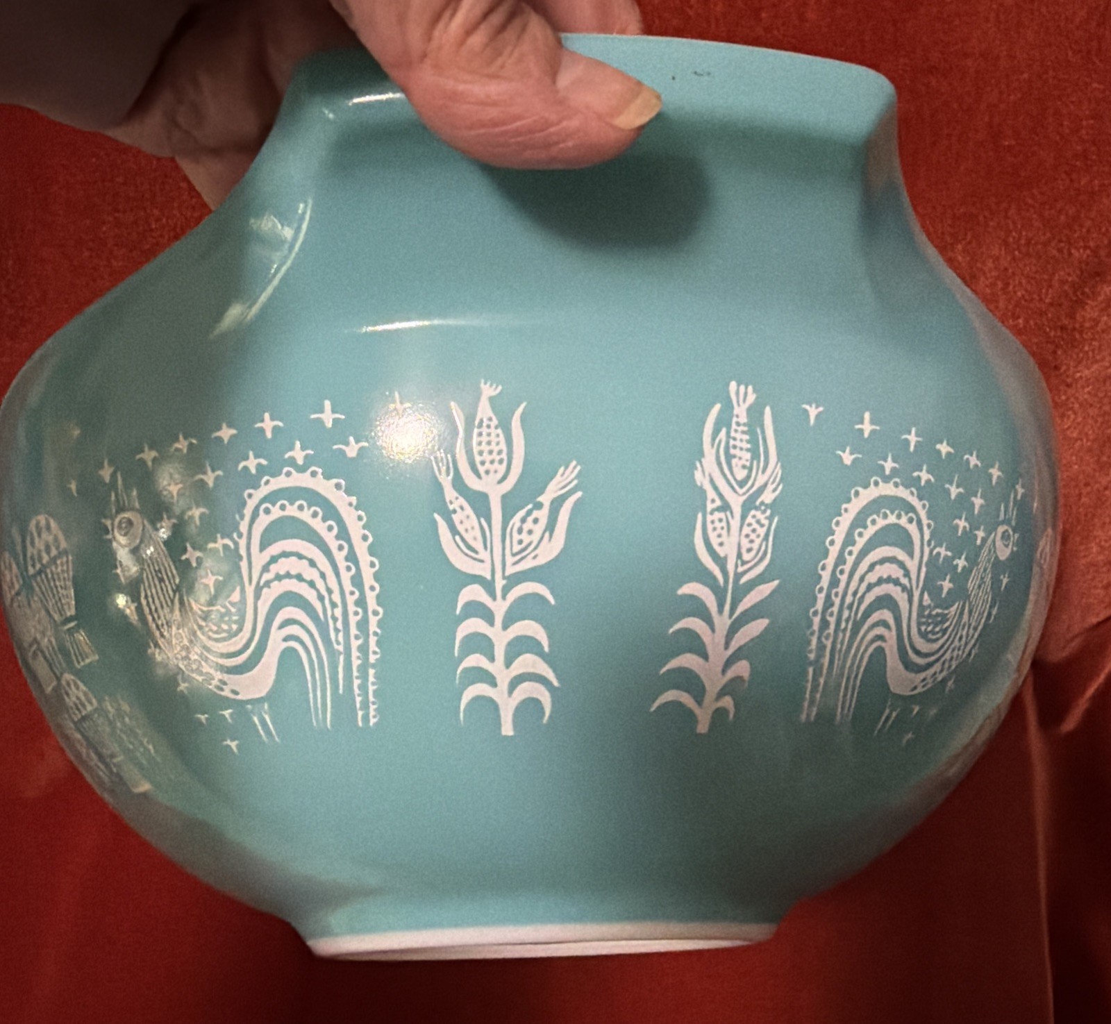 VTG PYREX Bowl, Amish Butterprint #444, 4 Qt Cinderella, Turqu Blue, Mint Cond.
