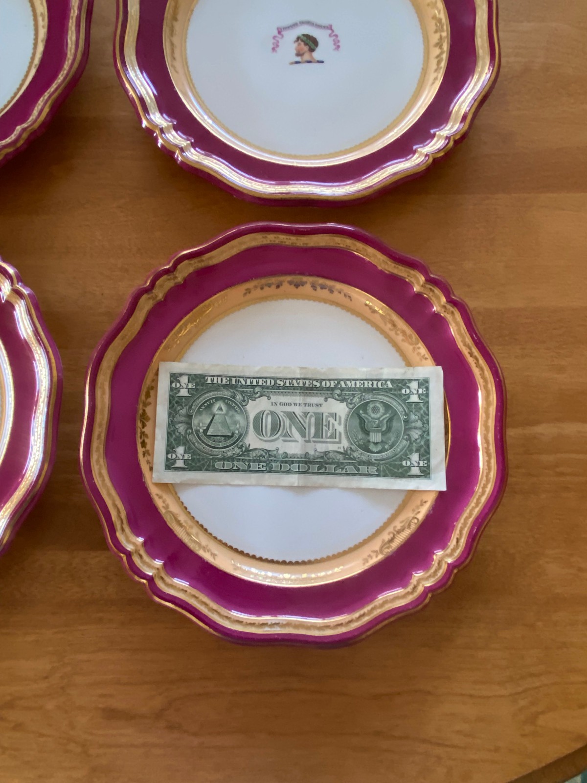 Antique 1850 – 1875 Paris Porcelain Set 4 Neoclassical Gilt Cabinet Plates