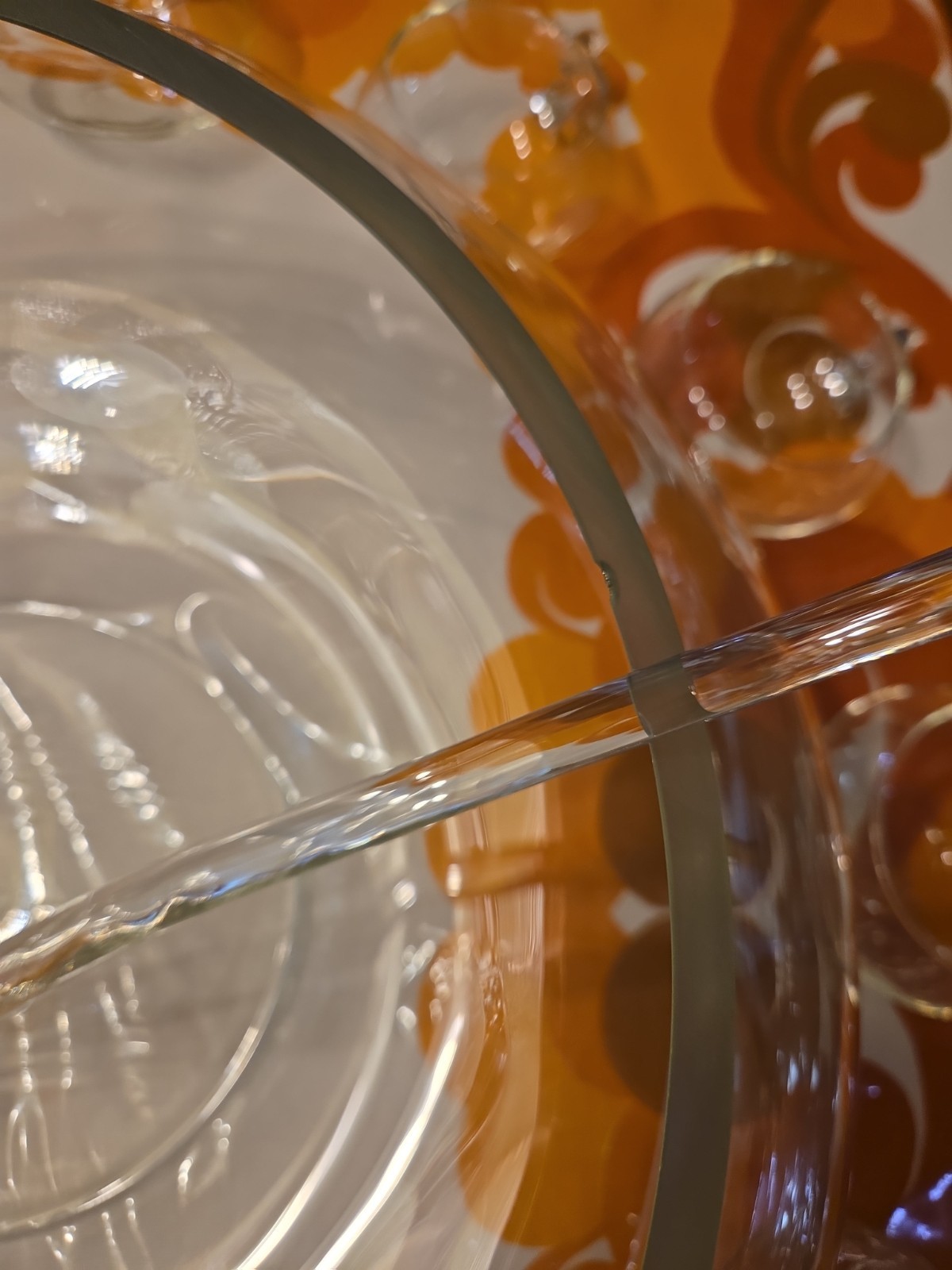 3CHIPS* 14 Piece Hand Blown Crystal Moderno Riekes Crisa Punch Bowl Set w/Ladle
