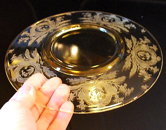 Vtg Set 10 LA FLEURE YELLOW 7.25″ Glass Lunch Plates Deco 1920 TIFFIN FRANCISCAN