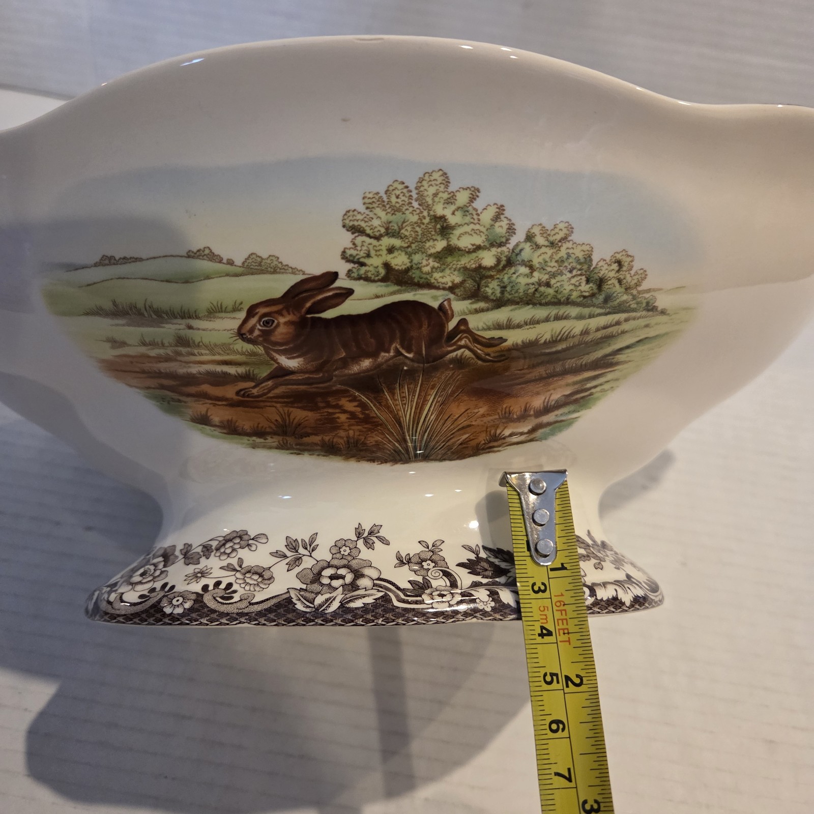 Spode Woodland Bunny Rabbit Footed Centerpiece Oval Dish Serving Easter EASTER