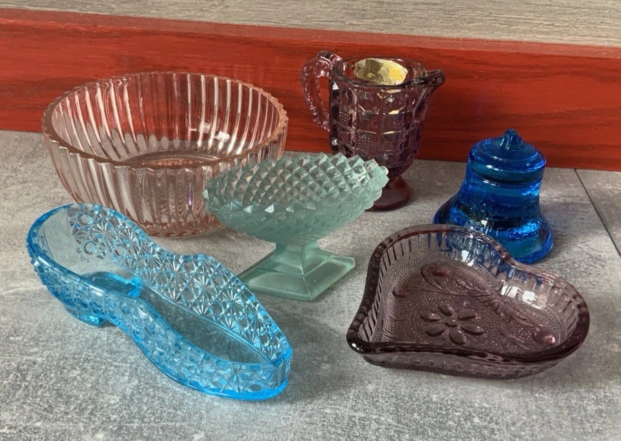 6 Pcs Depression Glass Collection Colors Variety Tappan Westmoreland Bryce Bro+