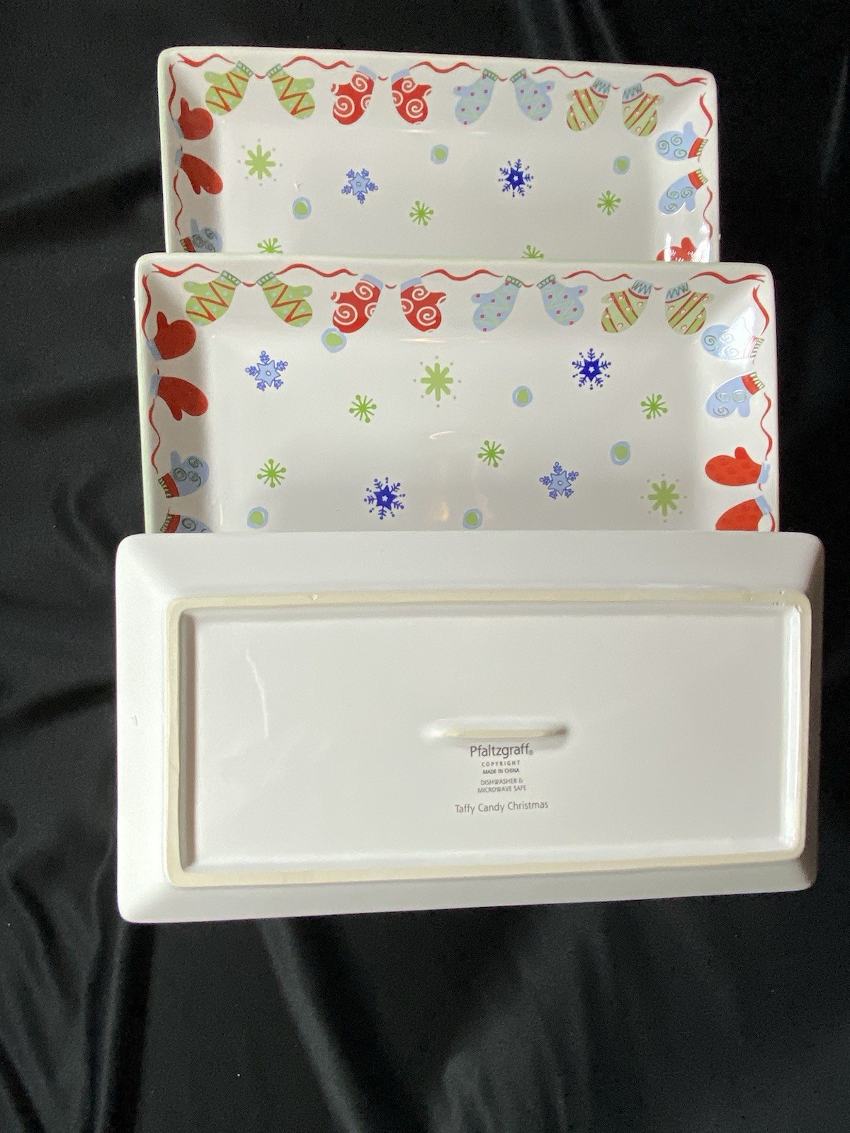 Pfaltzgraff Taffy Candy Christmas 3 Step Sleigh Buffet Server W/ Metal Stand
