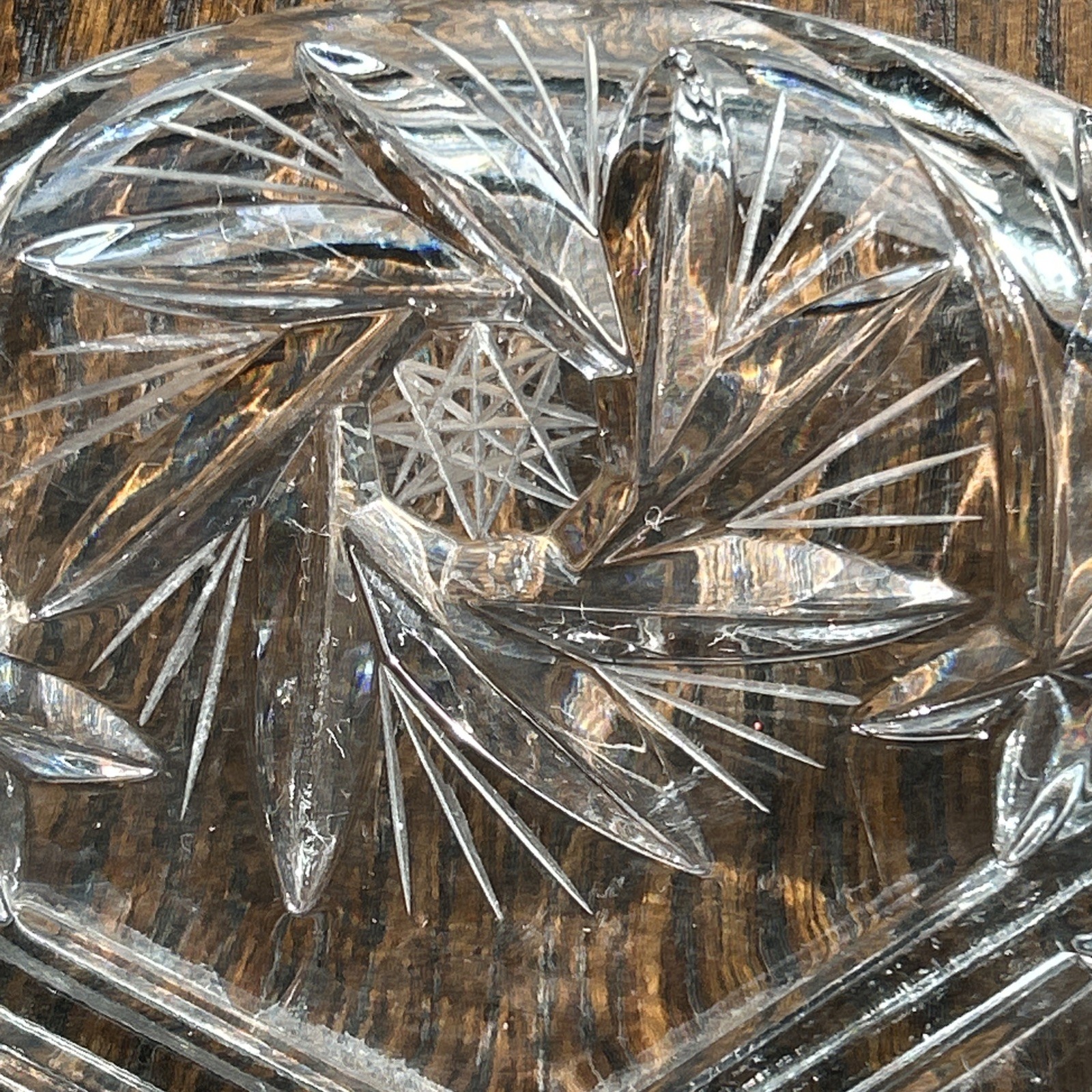 Vintage Pinwheel Lead Crystal 3 Compartment 8″ Round Relish Tray X2