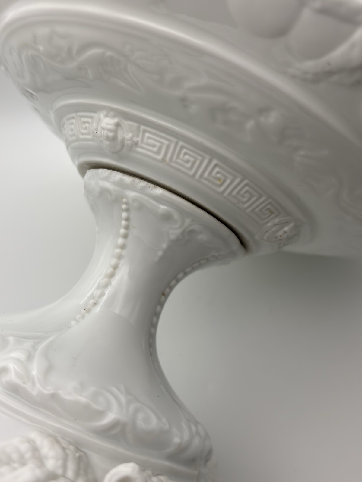 Jean Pouyat Limoges JPL White Porcelain Footed Compote Tazza 8.75″