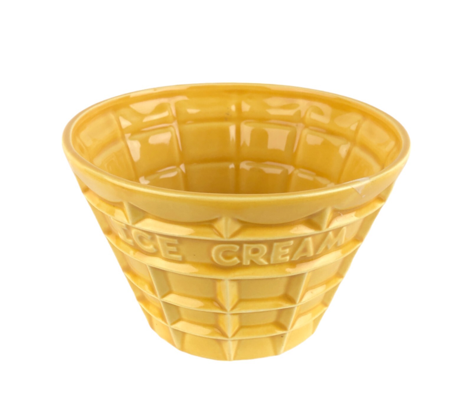 Vintage FTD 1986 Japan Ceramic Waffle Ice Cream Cone Bowl / Planter