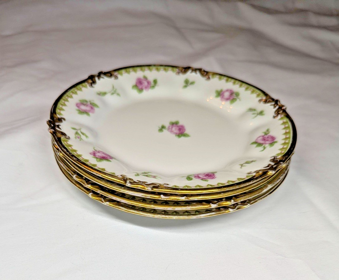 Antique Charles Field Haviland Limoges France 6.25″ Bread Plates Pink Rose 4